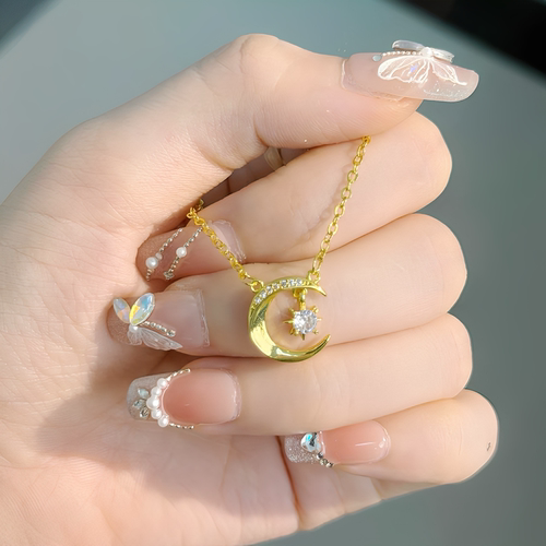 金包银工艺专柜同款定制新中式星月守护镶钻吊坠送女朋友节日礼物