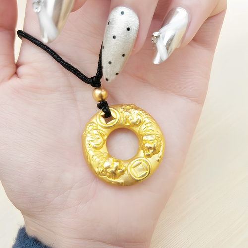 金包银工艺专柜同款定制吉祥平安貔貅平安扣吊坠送女朋友节日礼物