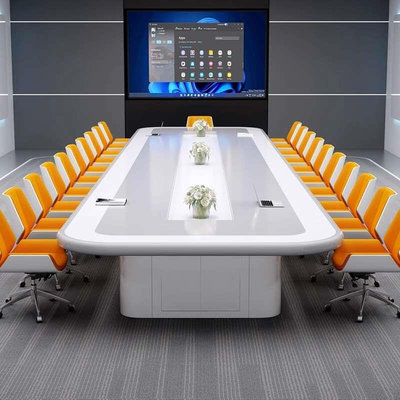 洽椅白色烤漆档会议桌长桌大型开会桌会议室培训桌谈办公高桌PBY