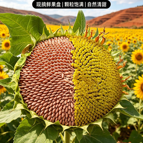 云南红皮水果瓜子带籽向日葵花盘新鲜现摘（整个直径20-25厘米）