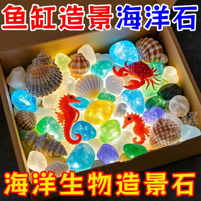 海洋石夜光石发光石夜光宝石鱼缸龟缸装饰饰品水族箱造景底砂鱼缸