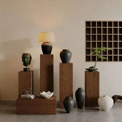 实木墩子复古胡桃色侘寂风实木整切根雕花架客厅落地式置物架摆件