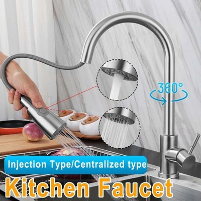 Pull Out Kitchen Sink Faucet Deck Mounted Stream SpWrayer Ki