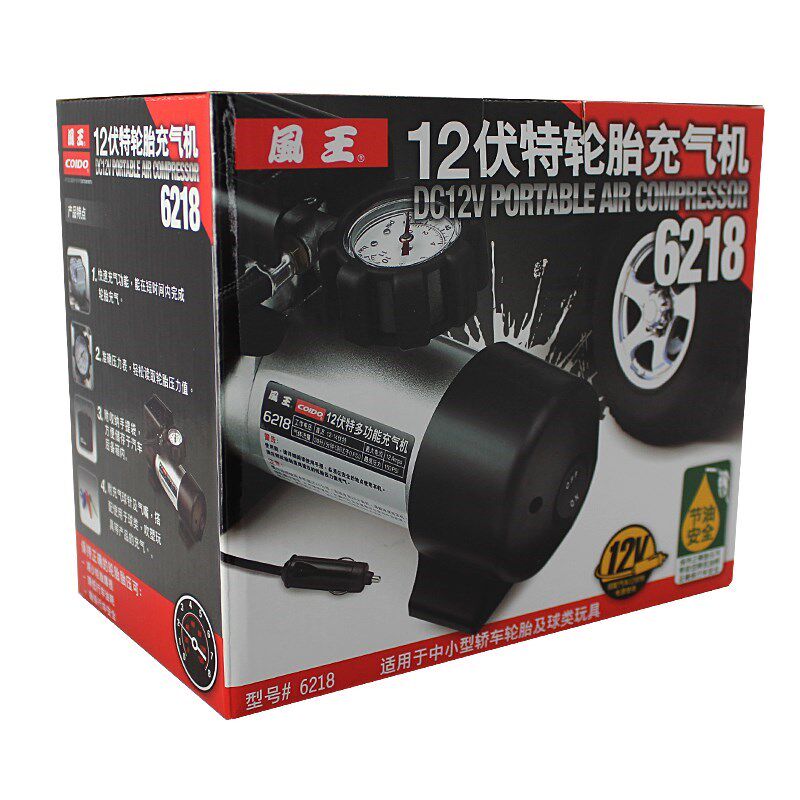 风王6218车载大功率快速打气泵 充I气泵 打气筒越野中巴可用