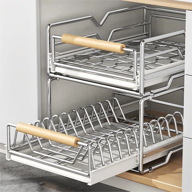304不锈钢厨房置物架碗u碟拉篮柜内收纳分隔式抽屉式抽拉沥水碗架,厨房/烹饪用具,厨房置物架/置物柜/角架,淘宝优惠券,粉丝福利购,淘宝优惠卷