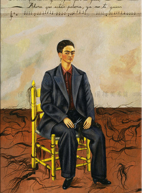 短发自画像 Frida Kahlo 弗里达 装饰画O 墨西哥艺术客厅书房酒吧