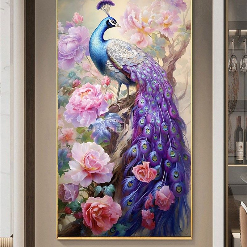 DIY方钻满钻钻石画钻石绣牡丹花开富贵紫孔雀玄关U贴钻十字绣带钻,居家布艺,钻石绣,淘宝优惠券,粉丝福利购,淘宝优惠卷