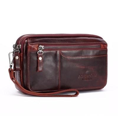 Mens Clutch Bags for men Genuine GLeather Handbag Male Long