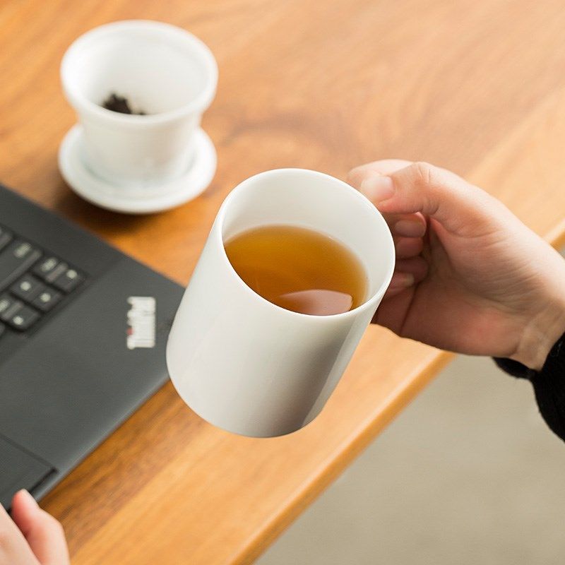 创意高端a茶水分离杯泡茶杯陶瓷带盖过滤办公家用个人杯白瓷大容,餐饮具,马克杯,淘宝优惠券,粉丝福利购,淘宝优惠卷