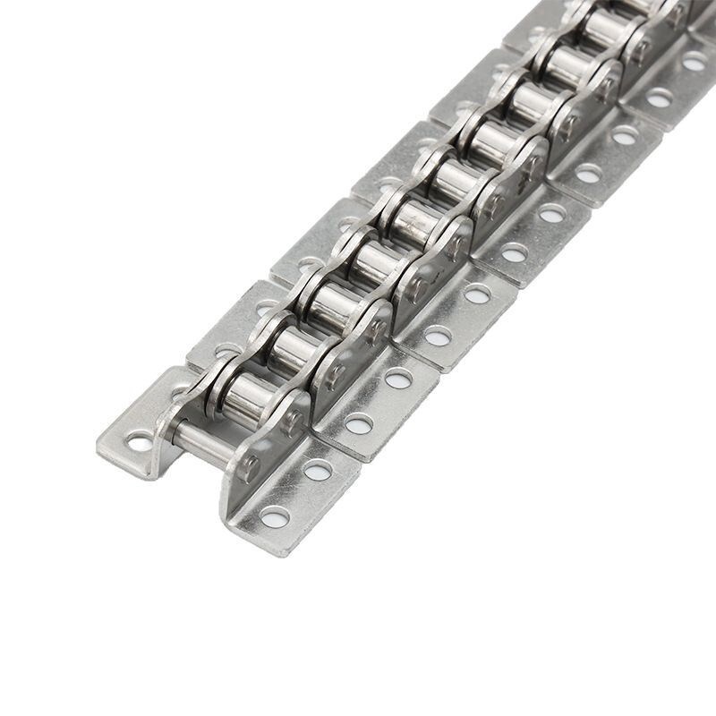 304不锈钢弯板分输送链条单双孔带耳4分08Eb5传动10a6寸12a1分16a