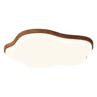 箭牌原木风卧室灯护眼灯具中古云朵主卧灯日式胡桃木色超薄吸顶灯