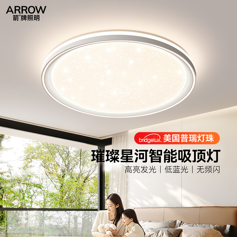 箭牌简约吸顶灯卧室灯满天星护眼