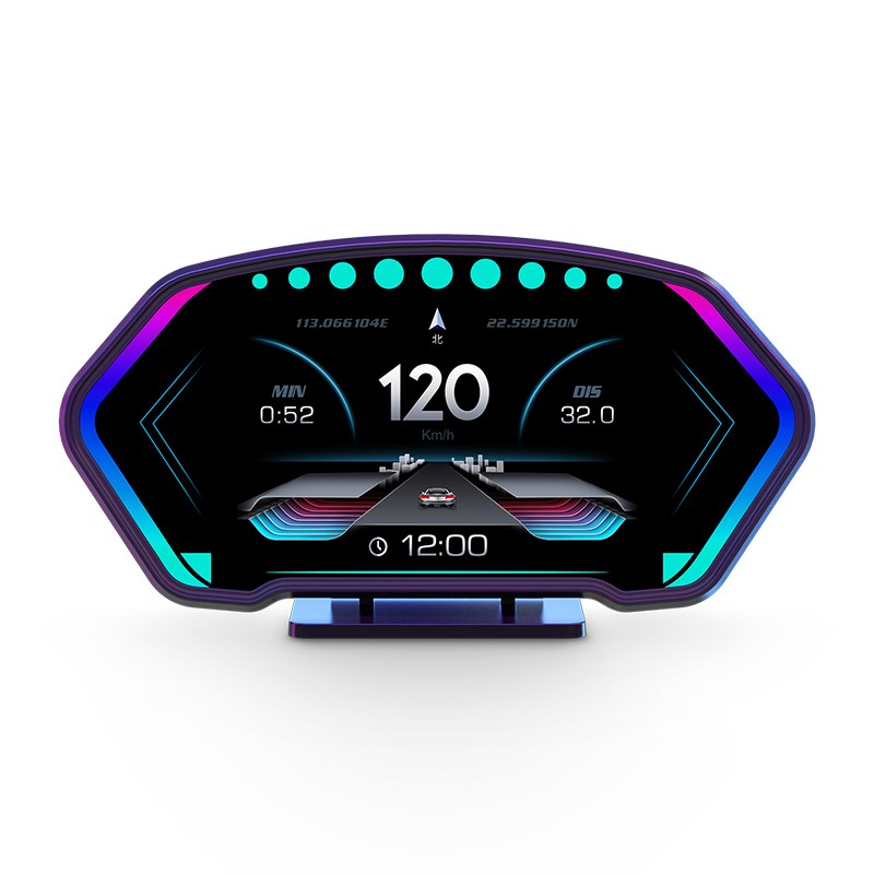 车载多功能抬头显示器HUD汽车OBD车速码表转速油耗电压水温坡度仪