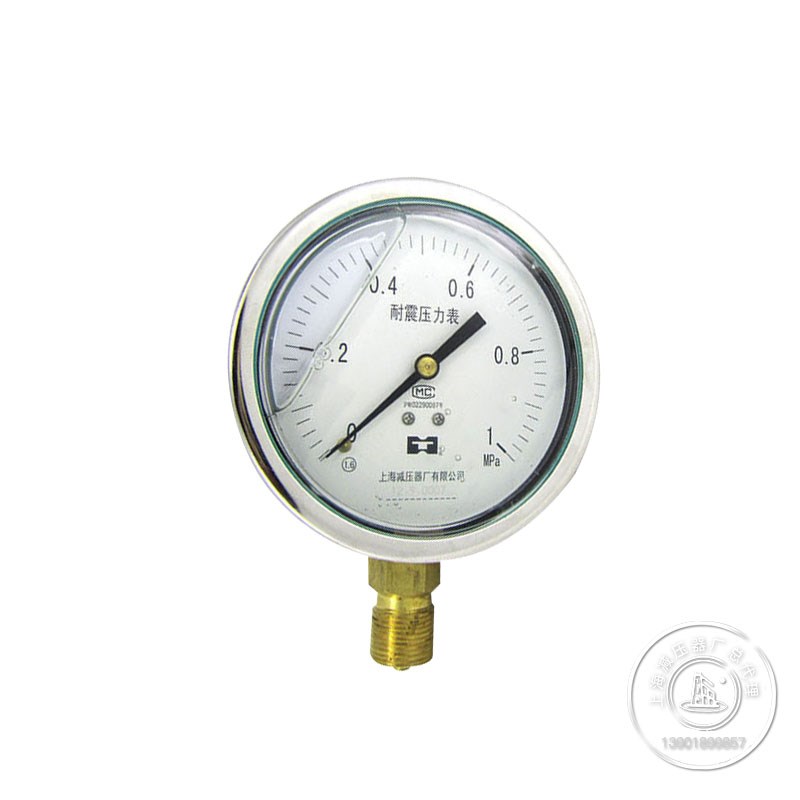 YN100耐震压力表 不锈钢外壳耐震压力表 上海减压器厂 原装压力表