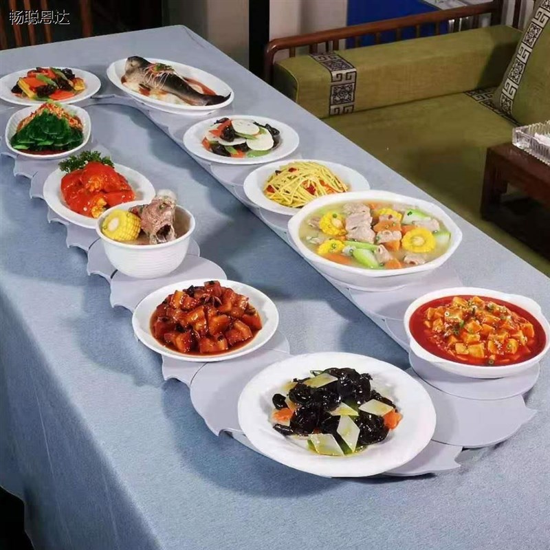 家用长桌旋转手动转盘r可调节尺寸餐盘聚会餐桌转盘聚餐神奇