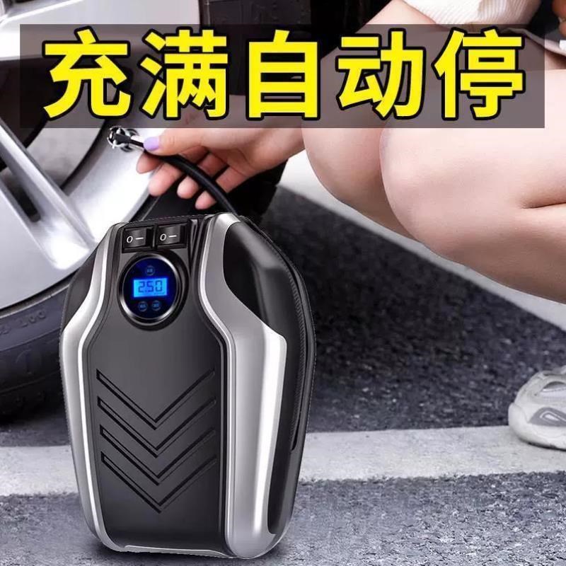 车载充气泵打气筒带气压表u汽车用便携式车用轮胎冲气小轿车加气
