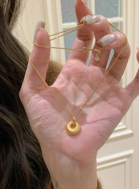 金坨坨暴富金色拉丝福包项链女