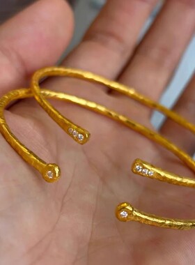 金色复古蛇形手镯精致开口设计女