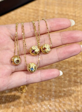 中古风金色拉丝八芒星项链女小众