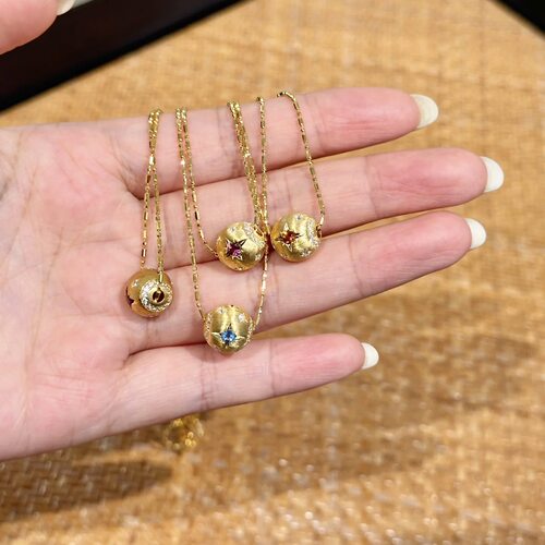中古风金色拉丝八芒星项链女小众
