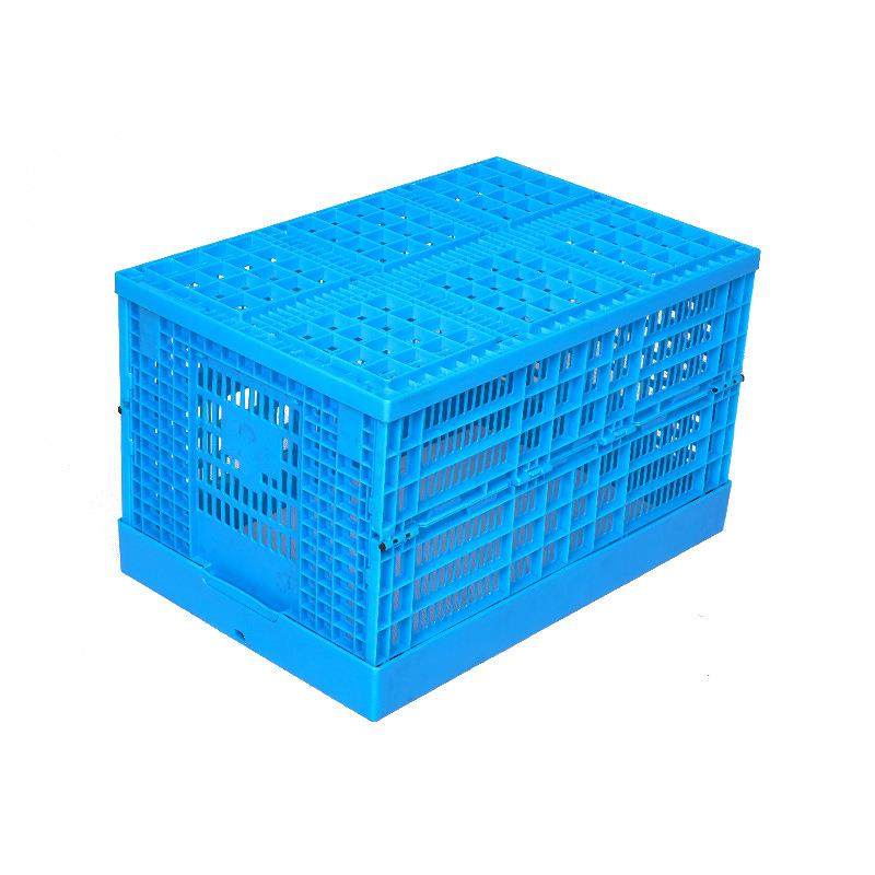 600-60折叠筐带盖杂物收纳筐便携野炊置物篮货物物流运输周转框