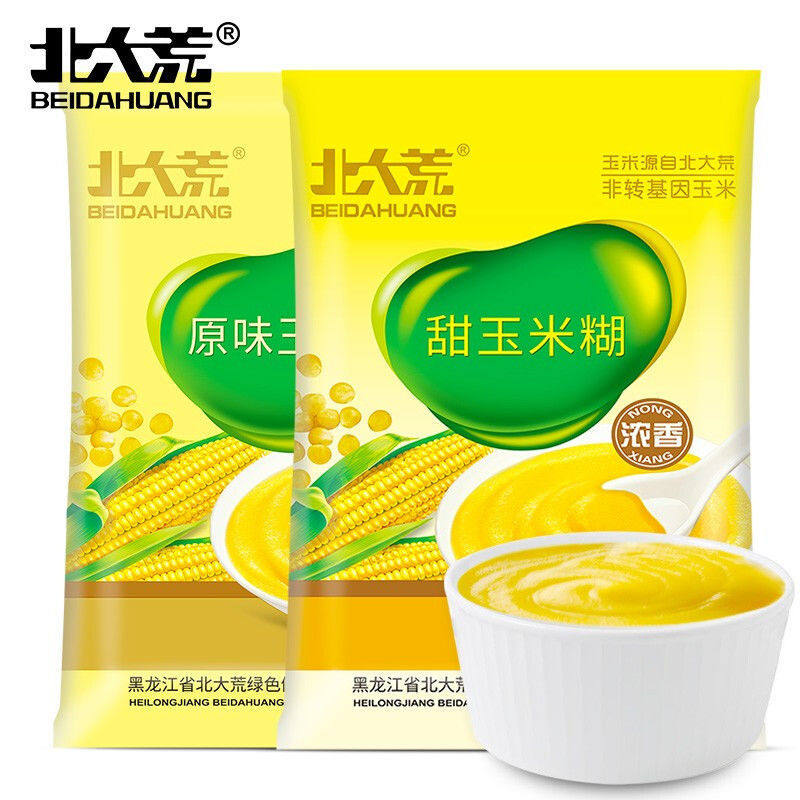 北大荒原味+甜味玉米糊熟玉米粉批发早餐冲饮代餐饱腹速食玉米粉