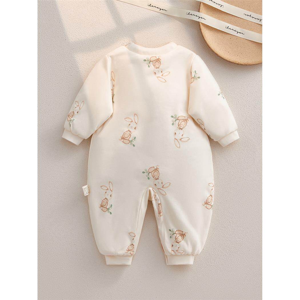 婴儿夹棉连体衣外出服新