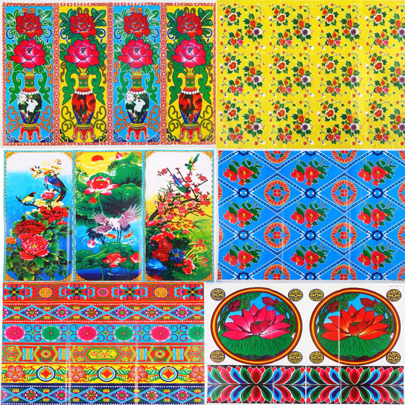 大花铜板花纸 纸扎 灵屋花纸彩纸 扎花扎彩纸