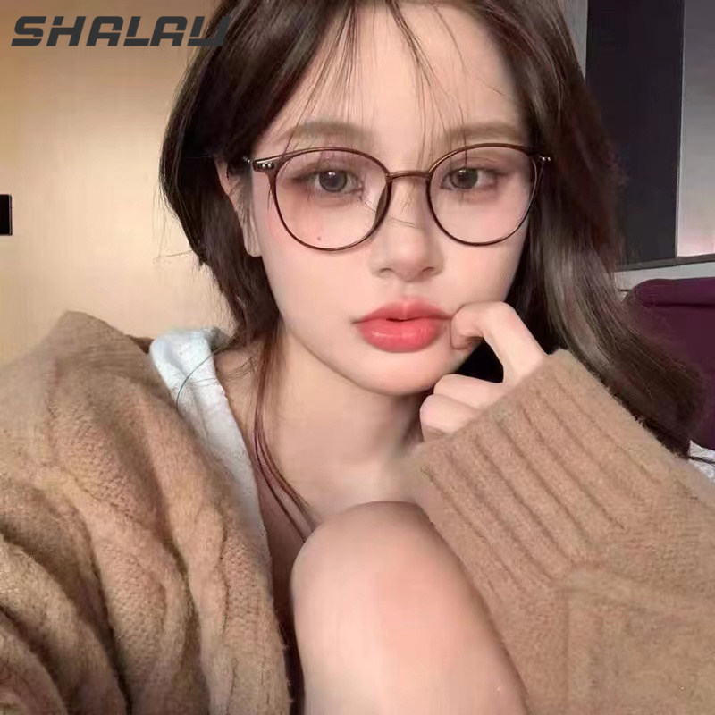 冷茶色眼镜防蓝光女可配度数变色近视镜架男圆框韩版小脸素颜神器