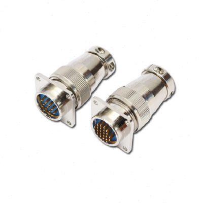 开孔24mm推拉自锁欧度连接器xs24型带法兰航空插头12芯 19芯 26芯