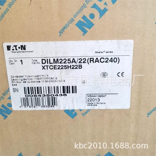 伊顿EATON穆勒接触器DILM225ADILM225A/22(RAC240)现货