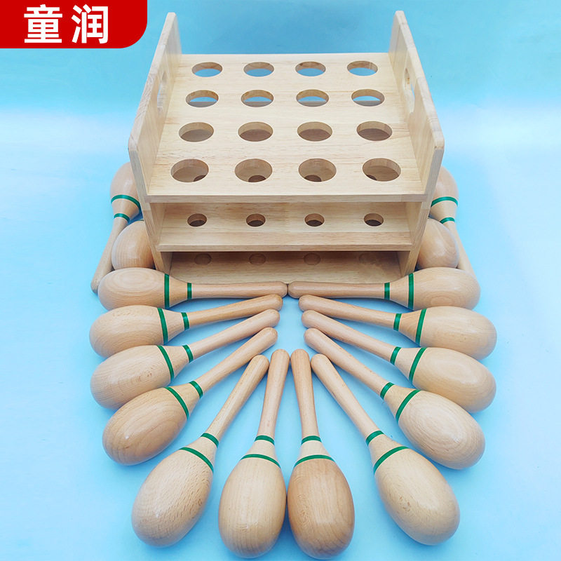 沙锤幼儿园表演伴奏打击乐器活跃思维摇铃沙锤榉木大沙锤加盒子