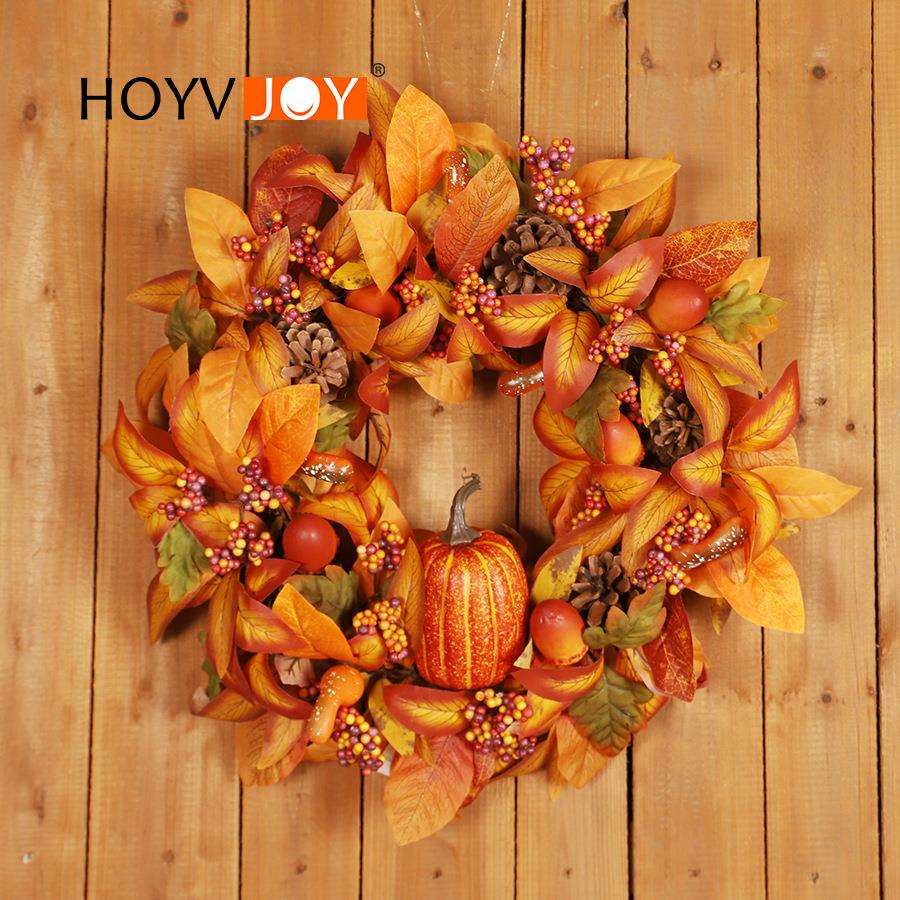 鸿禹秋色丰收节前门家居装饰花环感恩节南瓜浆果门挂装饰