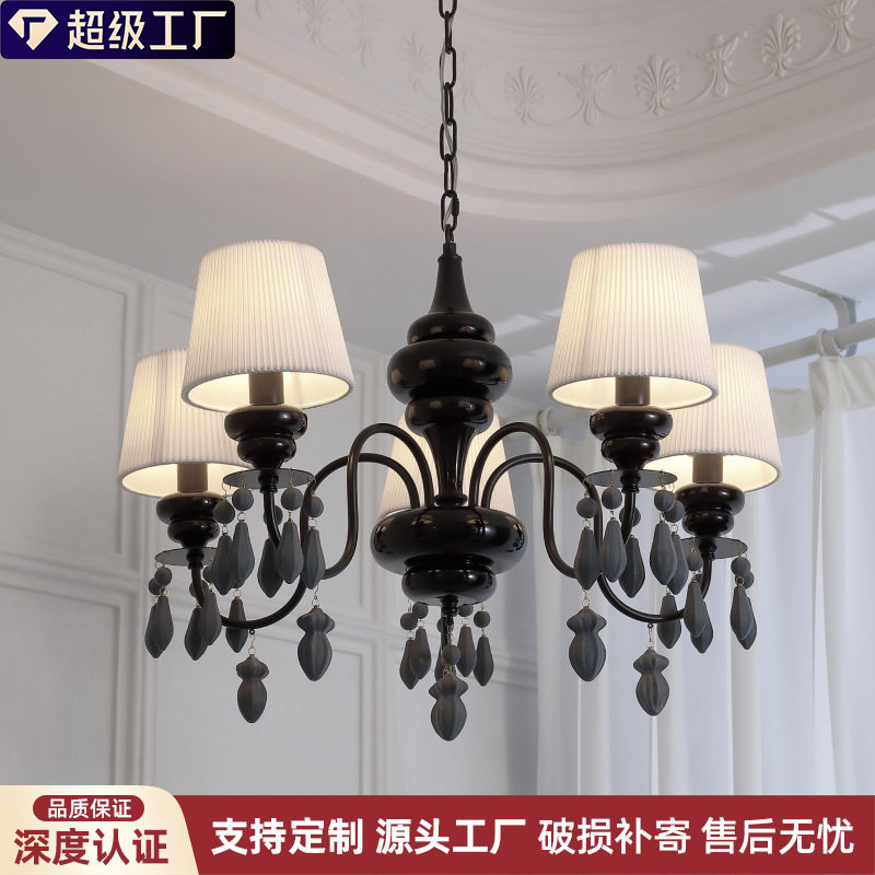 美式复古蜡烛客厅灯中古风餐厅灯服装店黑色灯具商铺吊灯主卧室灯