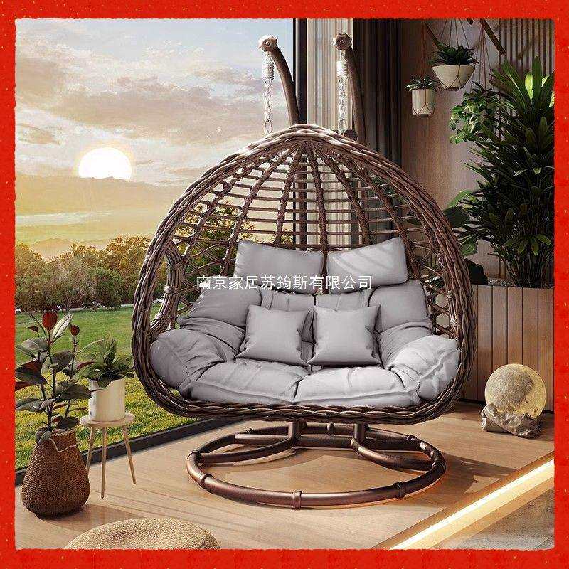 户外吊篮椅秋千庭院双人吊椅家用阳台室内网红鸟巢吊床藤椅摇摇椅