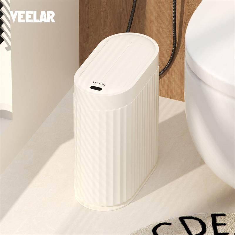VEELAR感应垃圾桶卫生间厕所家用智能夹窄缝电动防水简约高颜值