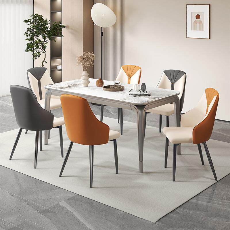 岩板餐桌现代简约轻奢吃饭桌子奶油风家用餐桌椅家用新款饭桌椅子