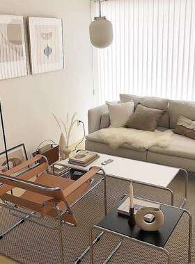 奥套几不锈钢长极简长方形白色边几矮桌子北欧中古民宿茶几