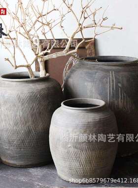 大陶罐落地花盆陶缸大号庭院老花盆粗旧陶仿古罐子古董水陆翁缸