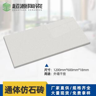 别墅庭院地砖600*1200*18通体白摩卡石英砖园林景观生态仿石砖