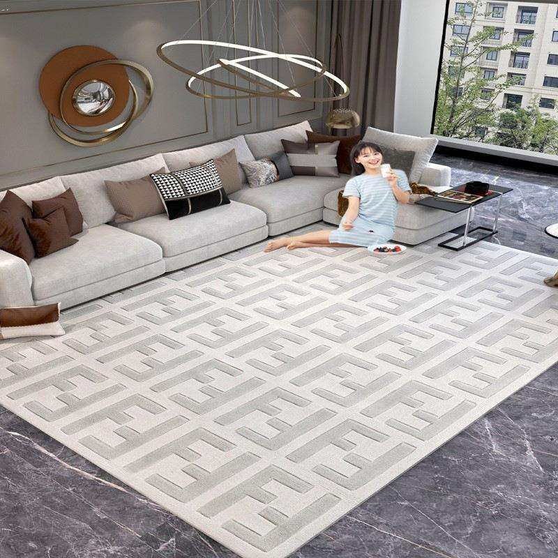 地毯生产厂现货家用客厅沙发茶几毯防火阻燃凹凸效果方形加厚地毯