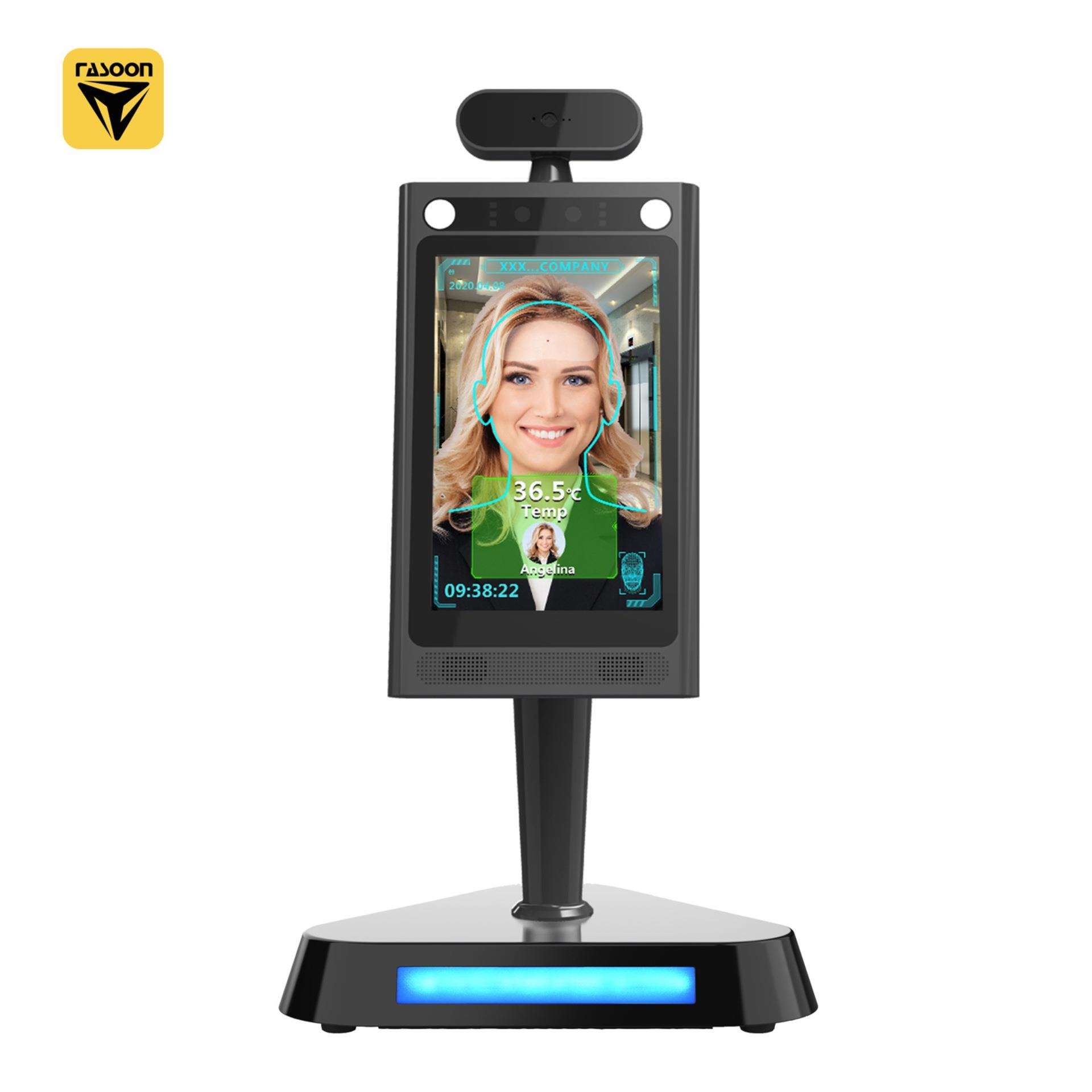 8寸人脸识别测温一体机智能测温门禁考勤一体机工牌序列号识别机