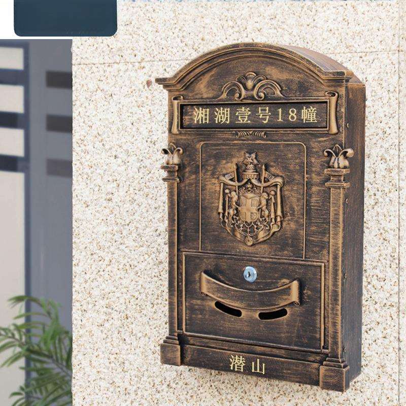 欧式别墅门口信箱壁挂墙式室外户复古室外带锁钥匙创意信报箱邮筒