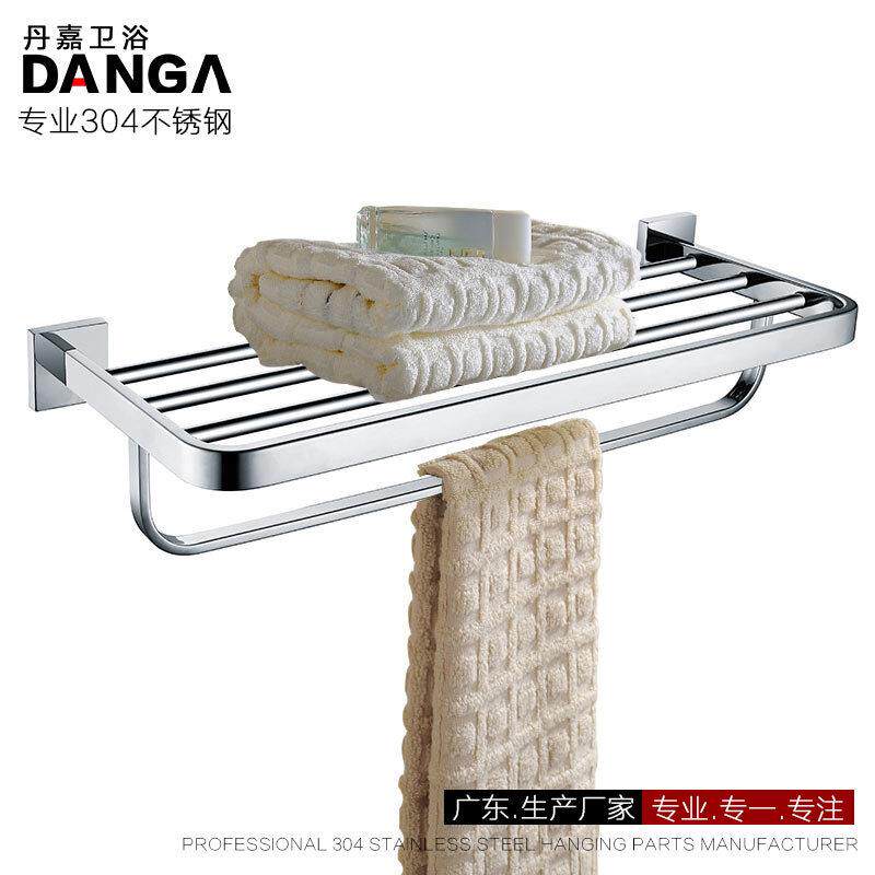 毛巾架304不锈钢浴巾架方形工程欧式简约镜光/拉丝直售N2001