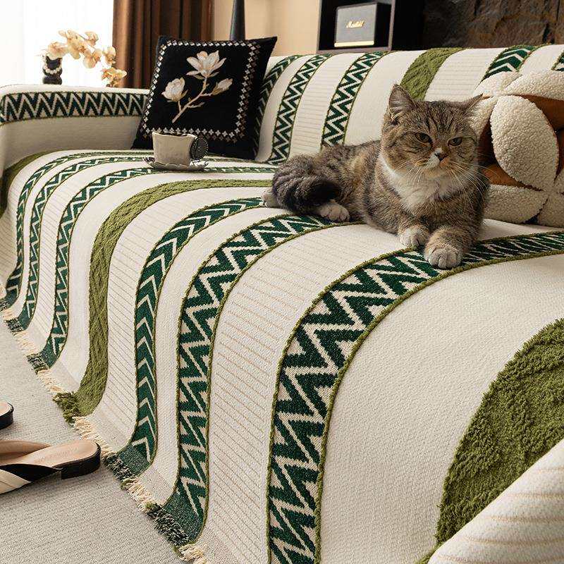 沙发盖布轻奢高级感雪尼尔四季通用沙发巾全盖防猫抓耐脏多用途毯