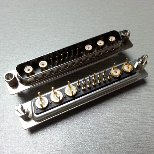 D-SUB电源17W5射频直插公头射频同轴17W5公座连接器实心级插头