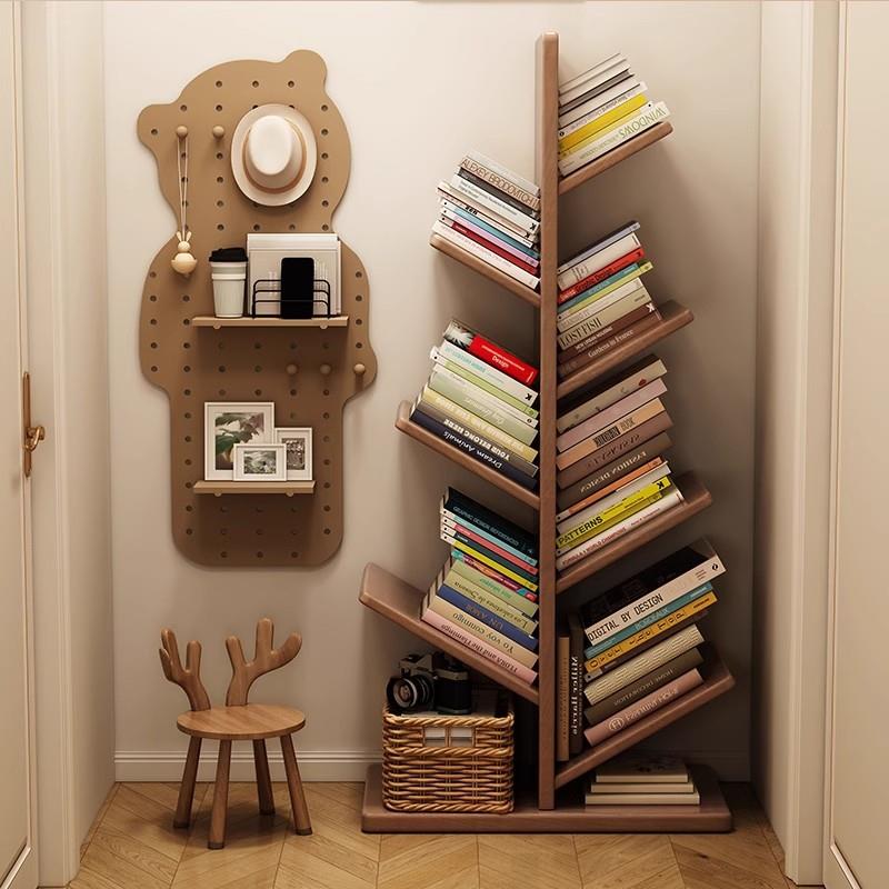 树形书架客厅实木多层置物架家用客厅落地储物架创意学生绘本架子
