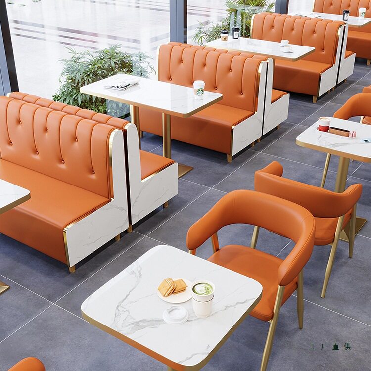 网红奶茶店桌椅组合甜品小吃汉堡火锅店餐厅卡座沙发商用餐饮家具