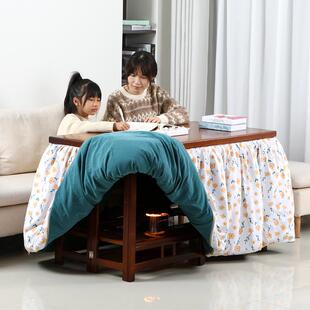 烤火桌子新款家用实木折叠长方形烤火架楠竹简易冬季炕桌取暖桌