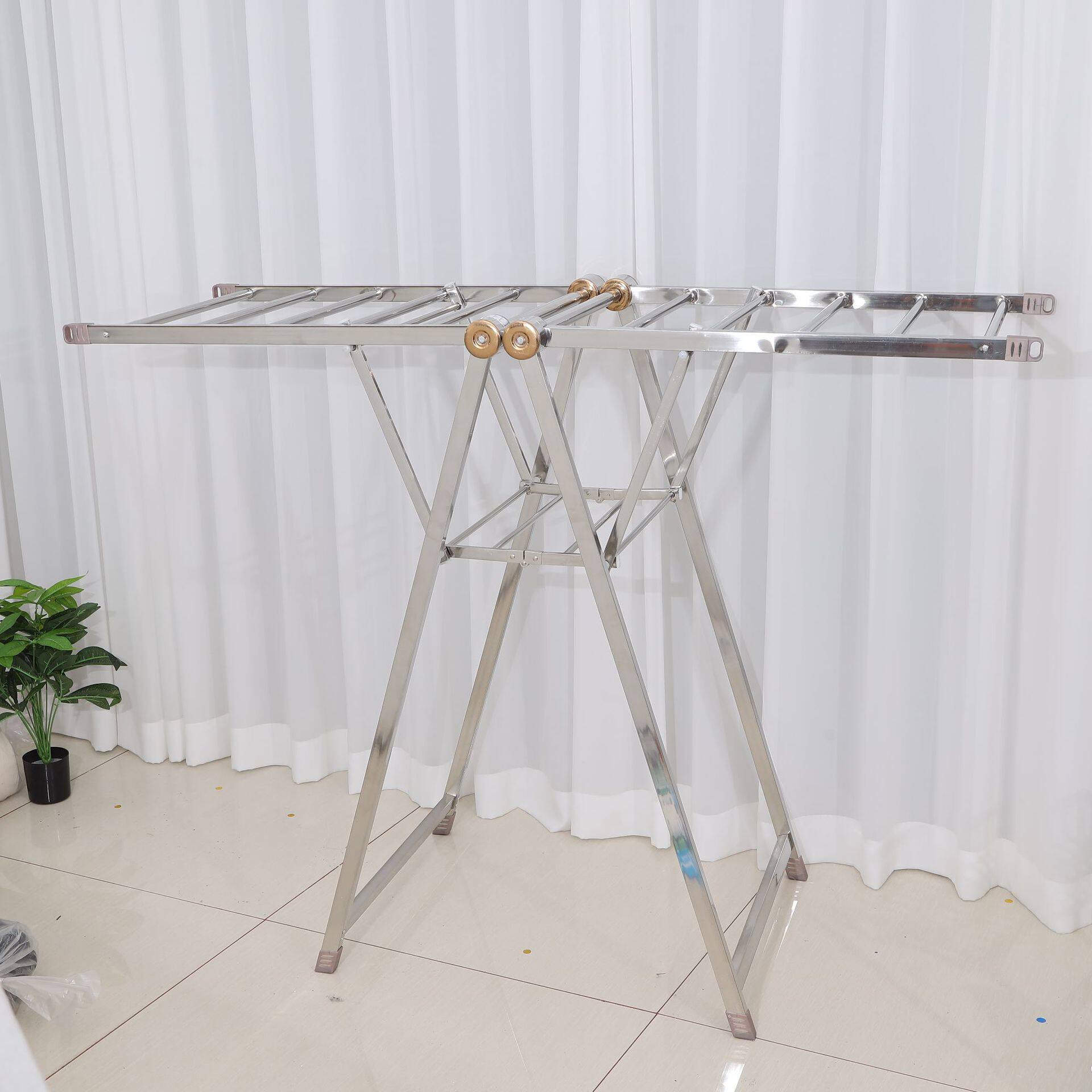 不锈钢晾衣架落地折叠家用晒被神器室内阳台晒衣架工厂直供